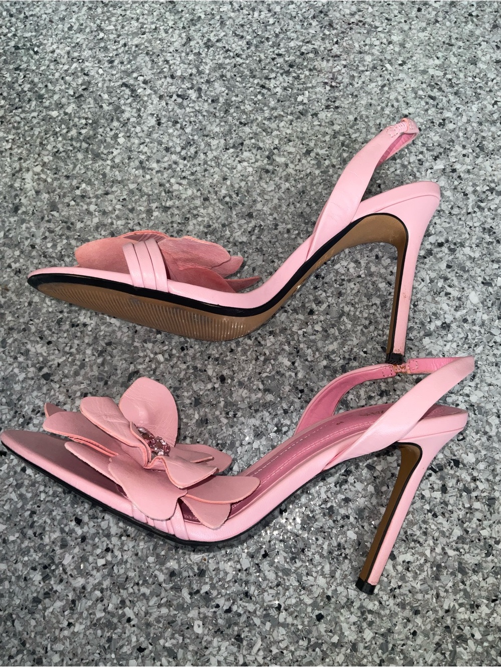 Zara Pink Floral Appliqué Slingback Heels - Picture 4 of 5